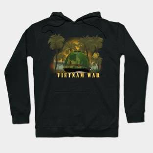 Vietnam Era Helmet Cover - Band - Front - War is Hell w Jungle - Fire w Txt Hoodie